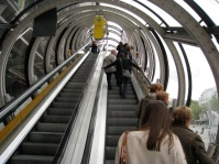 up an escalator at the Centre Georges Pompidou, Paris