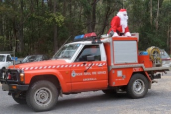 santa claus and fire truck